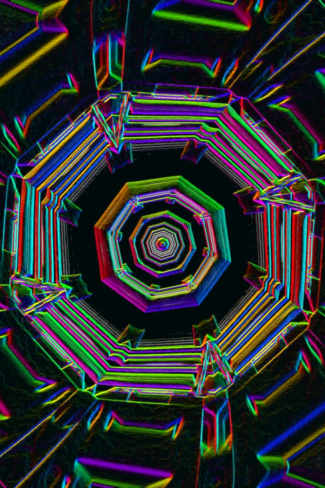 Neon Tunnel Spiraling Hexagon Vortex | 2:3 Portrait 60fps VJ Loop Screensaver