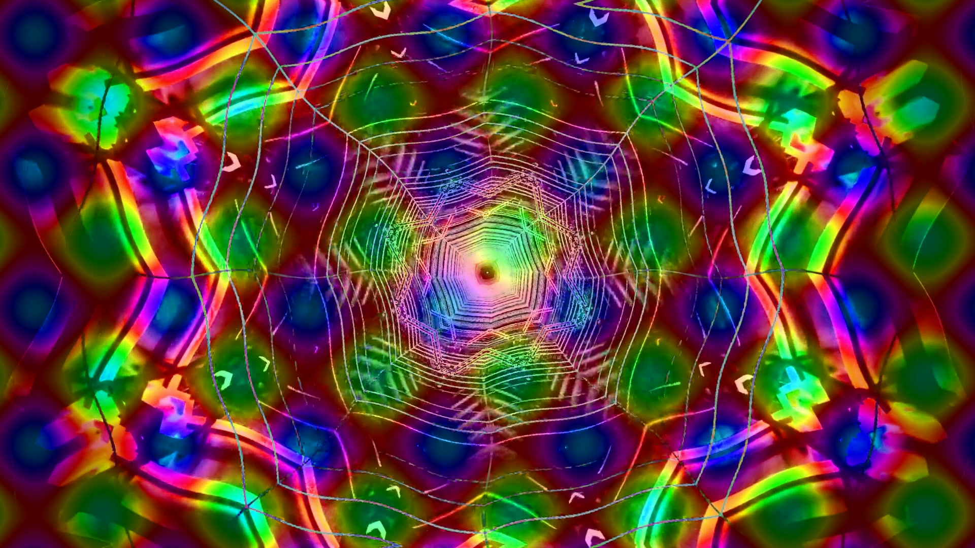 Neon Tunnel Psychedelischer Regenbogen Bildschirmschoner 4K UHD 60fps VJ Loop