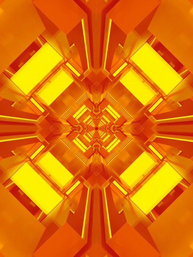 Neon Tunnel Goldener Diamant Kaleidoskop Vj Loop 3:4 iPad Portrait 60fps Bildschirmschoner