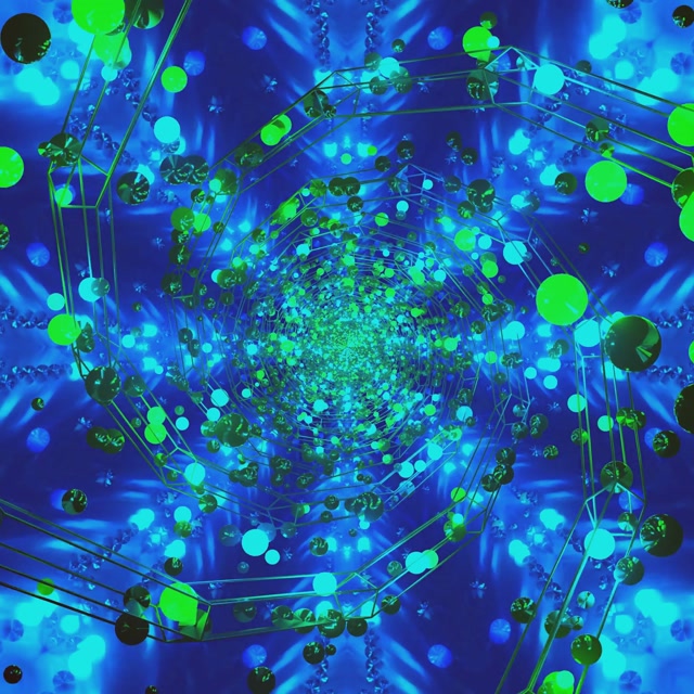 Neon Tunnel Grün Blaue Kugel Vortex Vj Loop 1:1 Square 60fps Bildschirmschoner