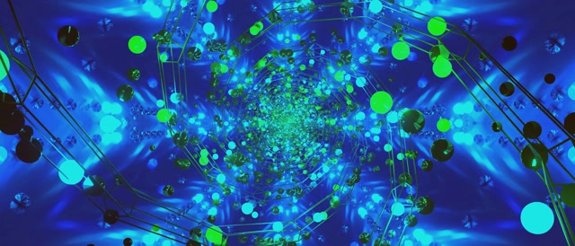 Neon Tunnel Grün Blaue Kugel Vortex Vj Loop 21:9 Ultrawide 60fps Bildschirmschoner