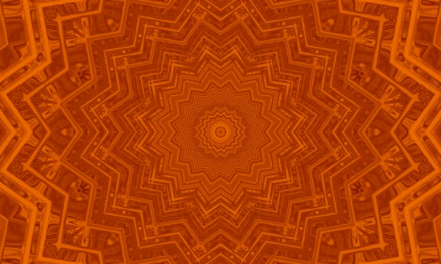 Neon Tunnel Orange Mandala Stern Vortex Bildschirmschoner 5:3 Wide 60fps Vj Loop