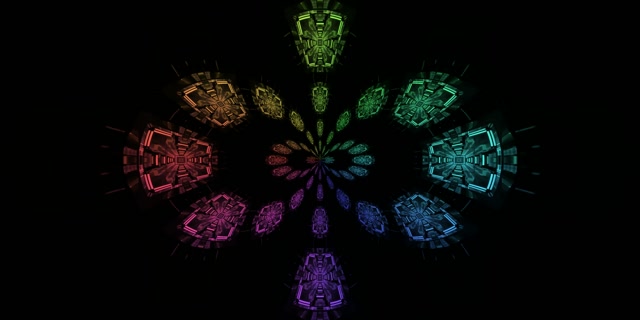 Neon Tunnel Regenbogen Mandala Blüte VJ Loop 2:1 Univisium 60fps Bildschirmschoner