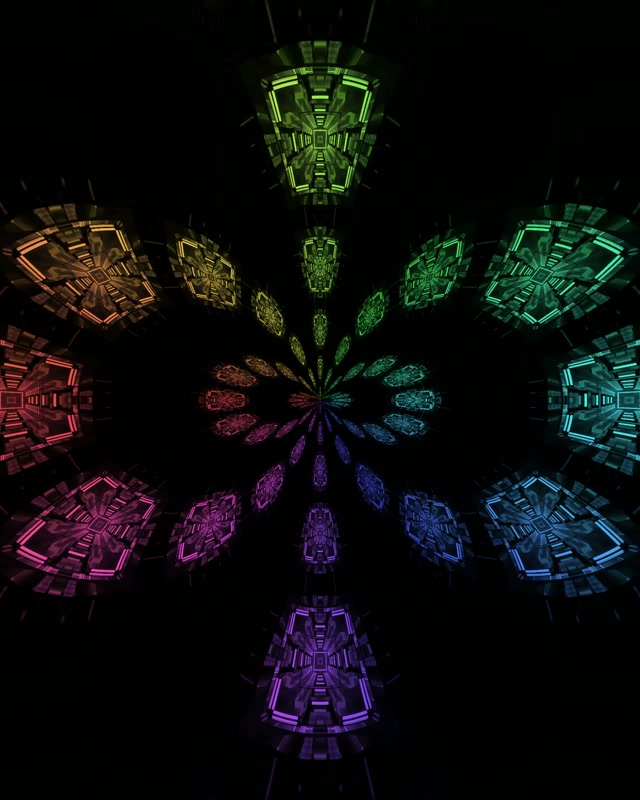 Neon Tunnel Regenbogen Fraktal Mandala 60fps Bildschirmschoner 4:5 Instagram VJ Loop