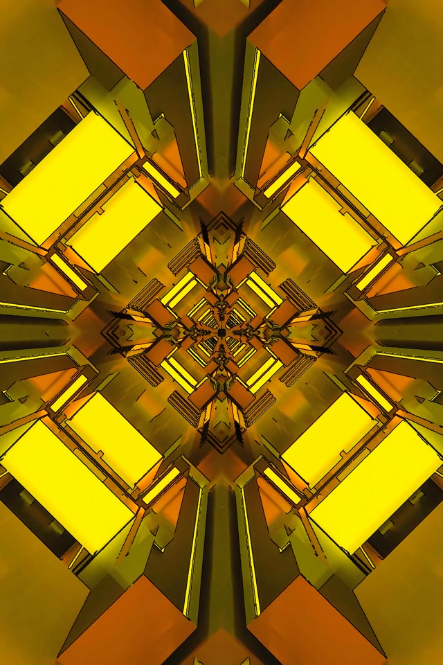 Goldener Neon Tunnel Fraktal Bildschirmschoner PC 60fps 2:3 Photo Portrait VJ Loop