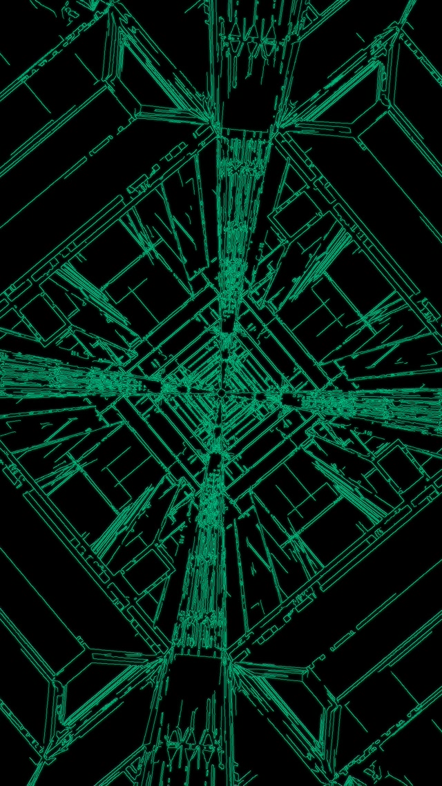 Neon Tunnel Grünes Gitter Vortex VJ Loop 9:16 Reels 60fps Bildschirmschoner