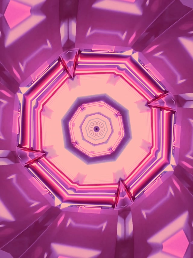 Neon Tunnel Pink Oktagon Vortex Screensaver 3:4 iPad Portrait 60fps VJ Loop