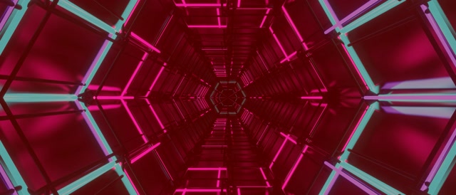 Neon Tunnel Pink Hexagon Vortex VJ Loop 21:9 Ultrawide 60fps Bildschirmschoner