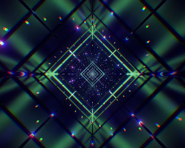 Neon Tunnel Grüner Diamant Vortex VJ Loop 5:4 Industrial 60fps Bildschirmschoner