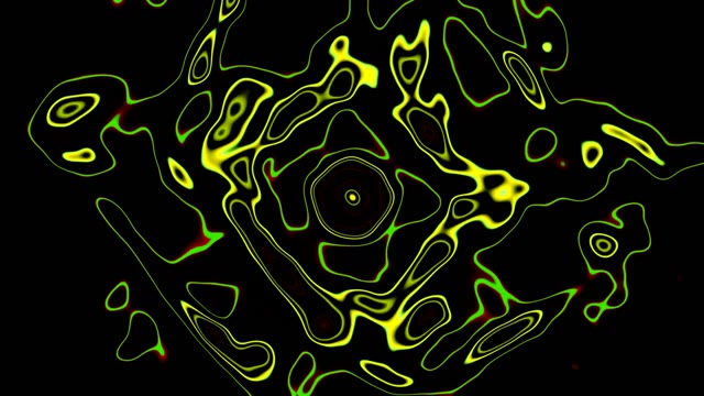 Neon Green Yellow Contour Lines Abstract Κινούμενο Φόντο Dark VJ Loop