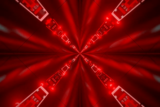Red Neon Tunnel X-Cross Burst VJ Loop 3:2 Surface 60fps Screensaver