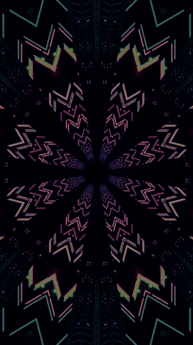 Neon Tunnel Zigzag Kaleidoscope Vj Loop 9:16 Reels 60fps Screensaver