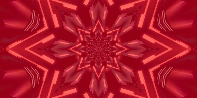 Neon Tunnel Red Star Kaleidoscope Vj Loop 2:1 Univisium 60fps Screensaver