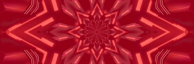 Neon Tunnel Red Star Kaleidoscope Vj Loop 3:1 Triple Wide 60fps Screensaver