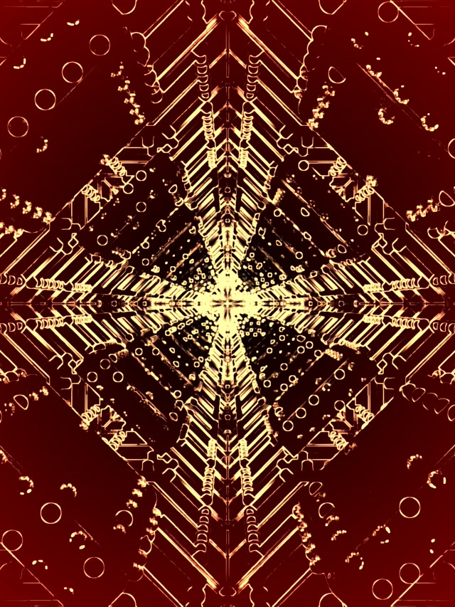 Neon Tunnel Golden Vortex Kaleidoscope 3:4 iPad Portrait 60fps VJ Loop Screensaver