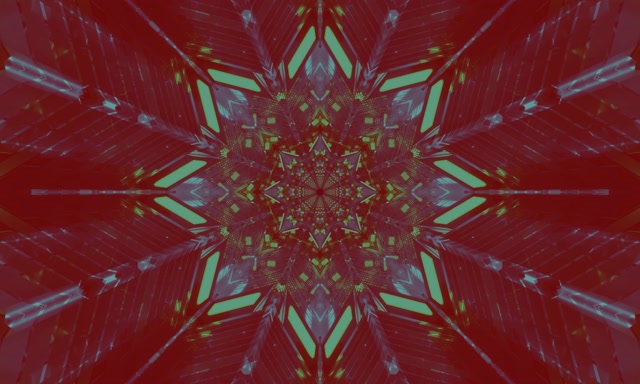 Vj loop Neon Tunnel Teal Star Kaleidoscope 5:3 wide 60fps Screensaver