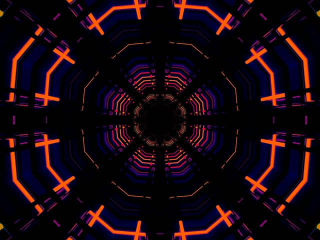Neon Tunnel Octagon Grid Vj Loop 4:3 Classic 60fps Προφύλαξη Οθόνης Red Orange