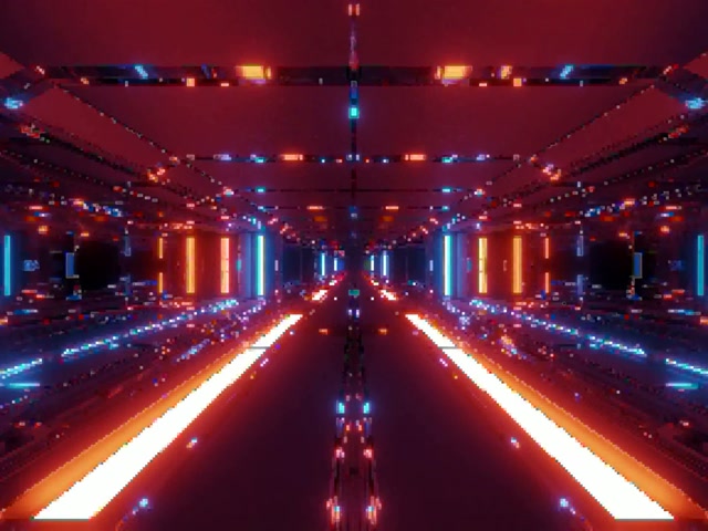 Σήραγγα Neon Κόκκινο Μπλε Πλέγμα Pixel VJ Loop 4:3 Classic 60fps Προφύλαξη Οθόνης