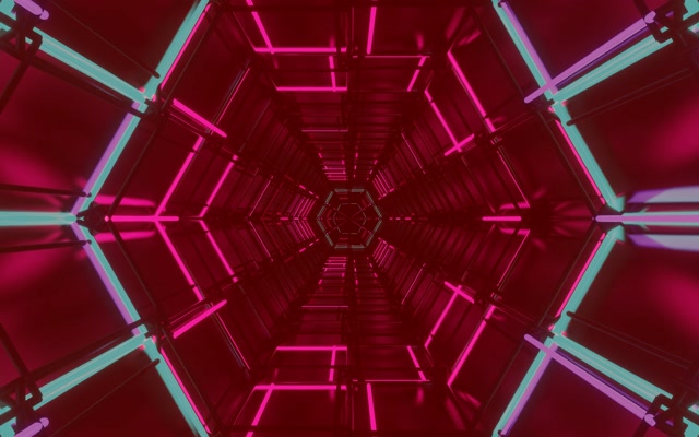 Neon Tunnel Hexagon Grid VJ Loop 60fps 16:10 MacBook Screensaver