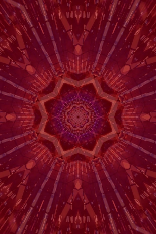 Red Star Kaleidoscope Neon Tunnel VJ Loop 2:3 Photo Portrait 60fps Screensaver