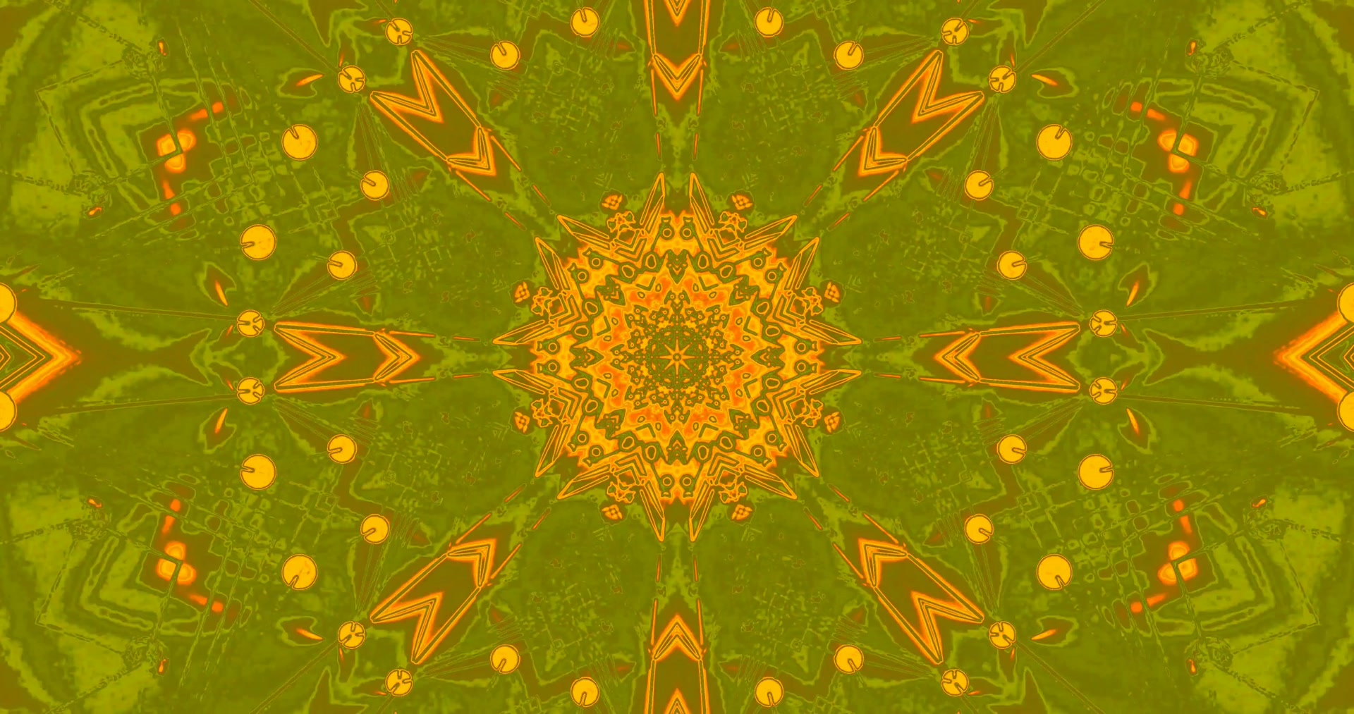 Neon Tunnel Green Gold Mandala Προφύλαξη Οθόνης 4K UHD 60fps VJ Loop