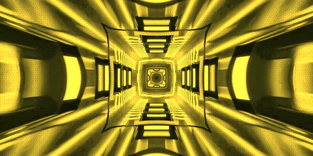 Neon Tunnel Golden Kaleidoscope VJ Loop 2:1 Univisium 60fps Screensaver