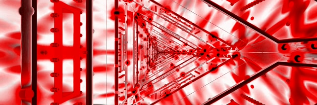 Red Neon Tunnel VJ Loop 3:1 Triple Wide 60fps Προφύλαξη Οθόνης Sci-Fi Triangle Vortex