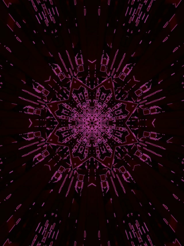 Σήραγγα Neon Ματζέντα Καλειδοσκόπιο Αστέρι VJLoops 3:4 iPad Portrait 60fps Προφύλαξη Οθόνης