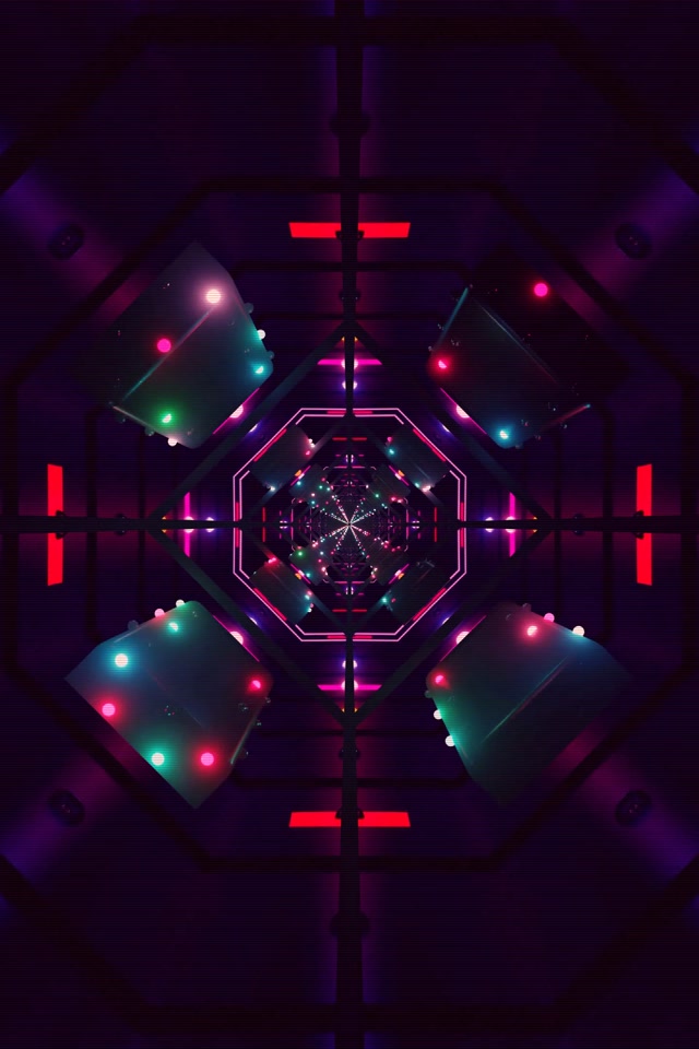 Neon Tunnel Προφύλαξη Οθόνης 2:3 Κατακόρυφη 60fps VJ Loop Ροζ Φώτα Octagon