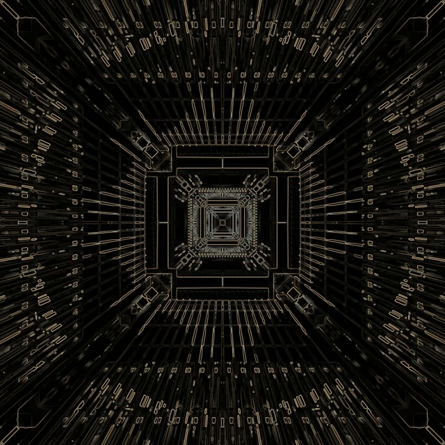 Σήραγγα Neon χρυσό Circuit Grid VJ Loop 1:1 Square 60fps Screensaver