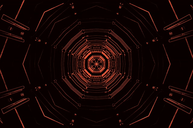 Red Neon Tunnel VJ Loop Octagon Vortex 3:2 Surface 60fps Screensaver