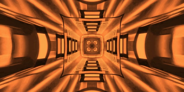 Neon Tunnel Orange Symmetry VJ Loop 2:1 Univisium 60fps Φορητή Οθόνη Αναμονής