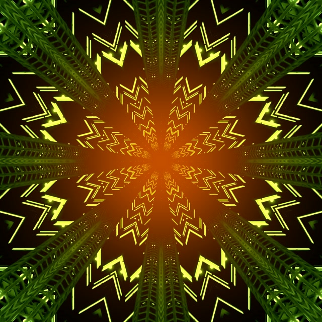 Neon Tunnel Fractal Caleidoscope Burst VJ Loop 1:1 Square 60fps Screensaver