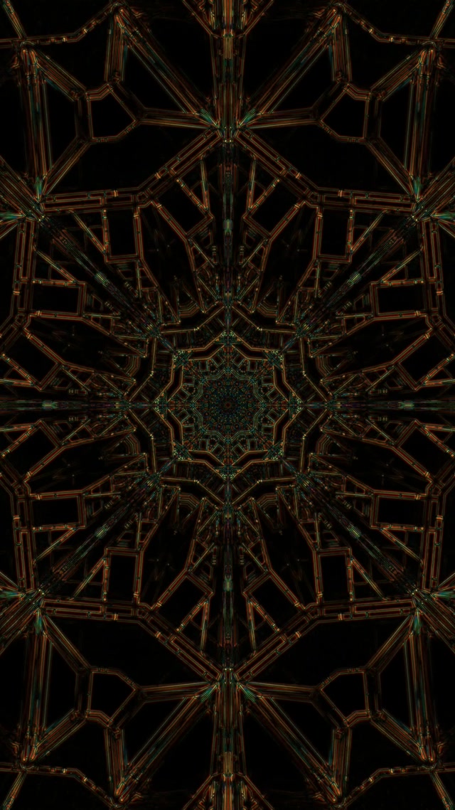 Neon Tunnel Προφύλαξη Οθόνης 60fps 9:16 Reels VJ Loop Green Copper Fractal