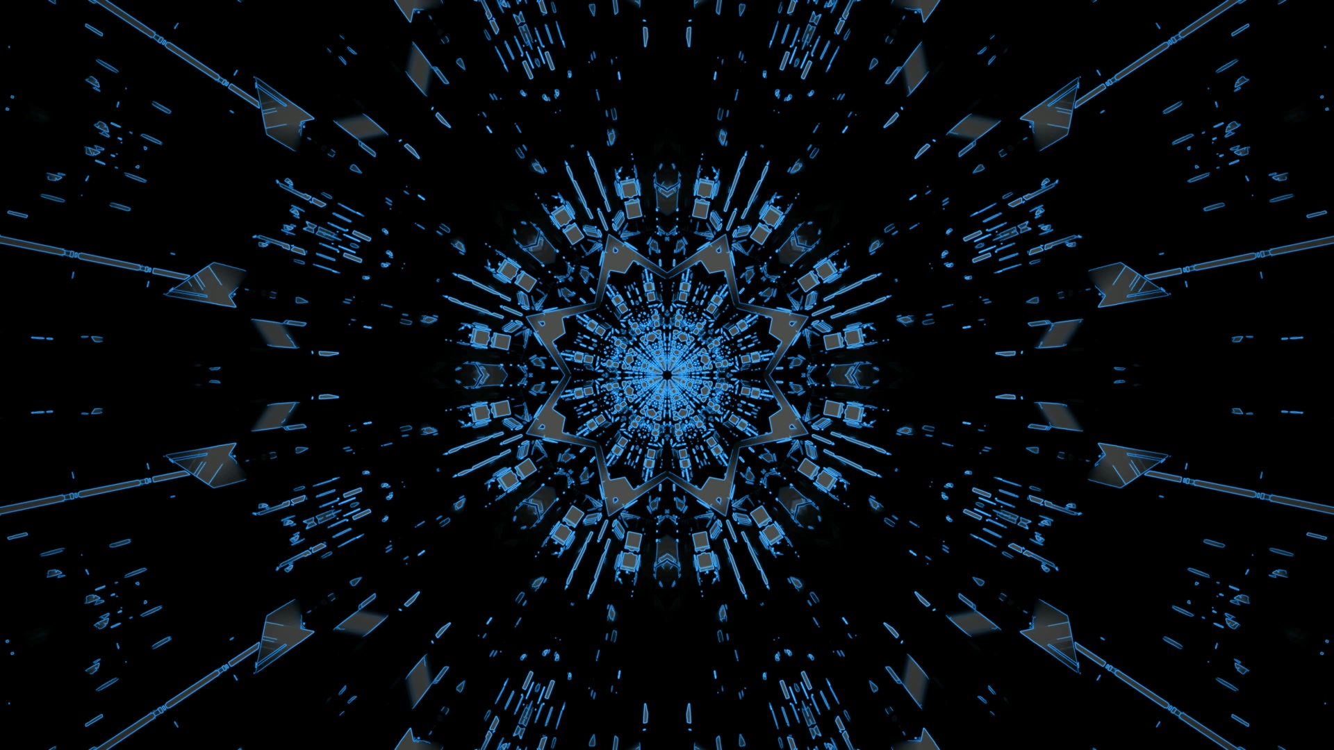 Túnel de Neón Azul Caleidoscopio Salvapantallas 4K UHD 60fps VJ Loop