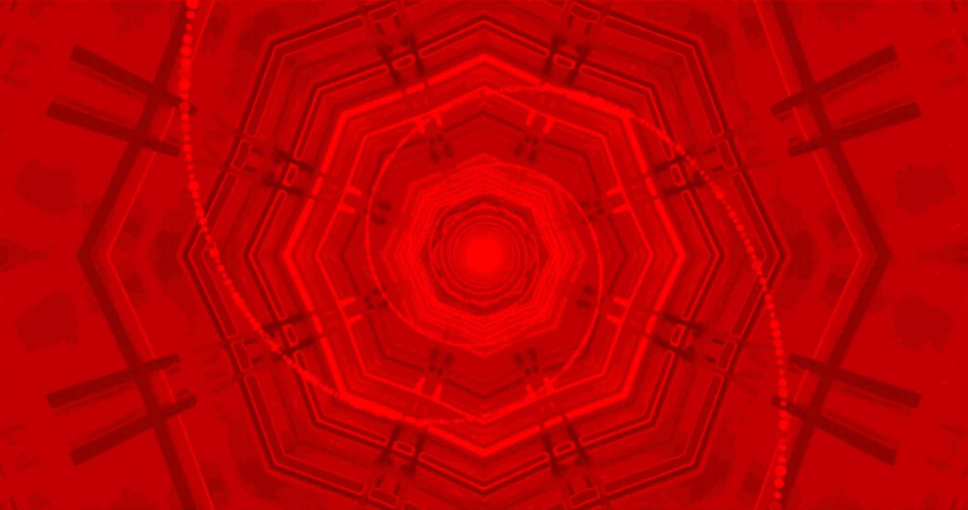 Túnel Hex Rojo Profundo Neón Salvapantallas 4K UHD 60fps Fondo Movimiento