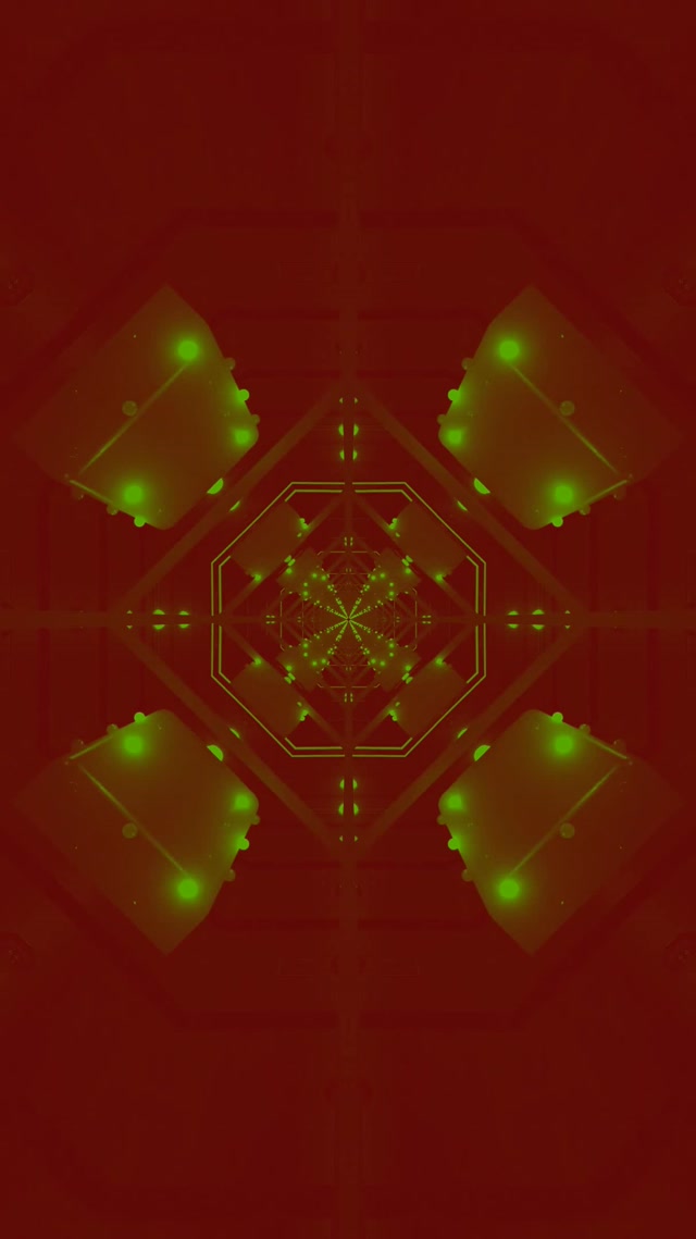 Túnel de Neón Verde Mandala Caleidoscopio VJ Loop 9:16 Reels 60fps Salvapantallas