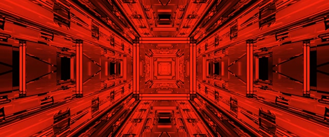 Red Neon Tunnel Vj Loop Receding Square Vortex 2.39:1 Cinemascope 60fps Screensaver