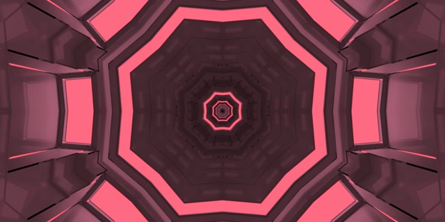 Neon Tunnel Pink Octagon Vortex Vj Loop 2:1 Univisium 60fps Screensaver