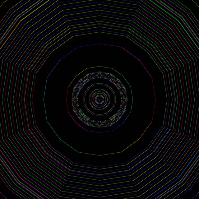 Túnel Neón Arcoíris Decágono Espiral Salvapantallas VJ Loop 1:1 Cuadrado 60fps