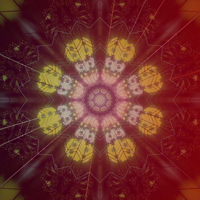 Vj loop Crimson Star Kaleidoscope Neon Tunnel 1:1 square 60fps Screensaver