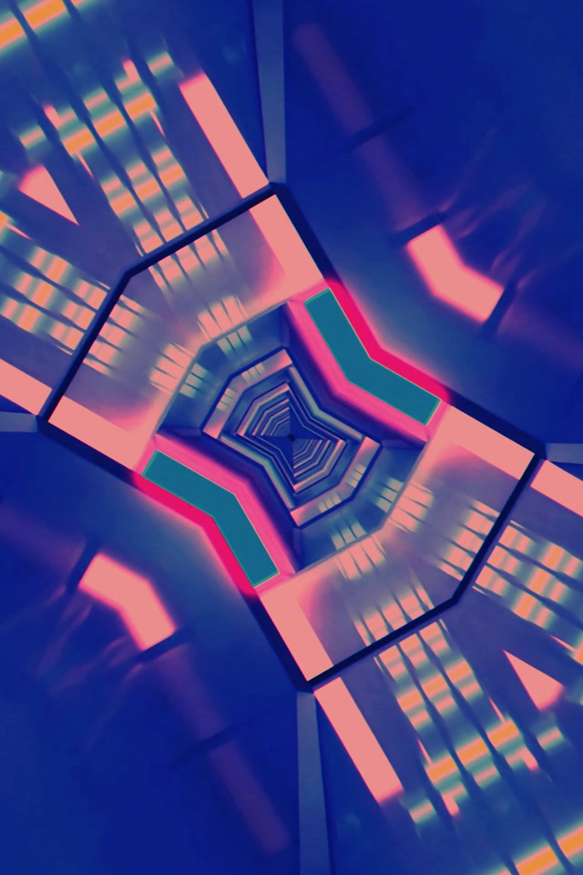 Neon Tunnel Octagon Vortex Loop 2:3 Portrait 60fps Screensaver VJ Animation
