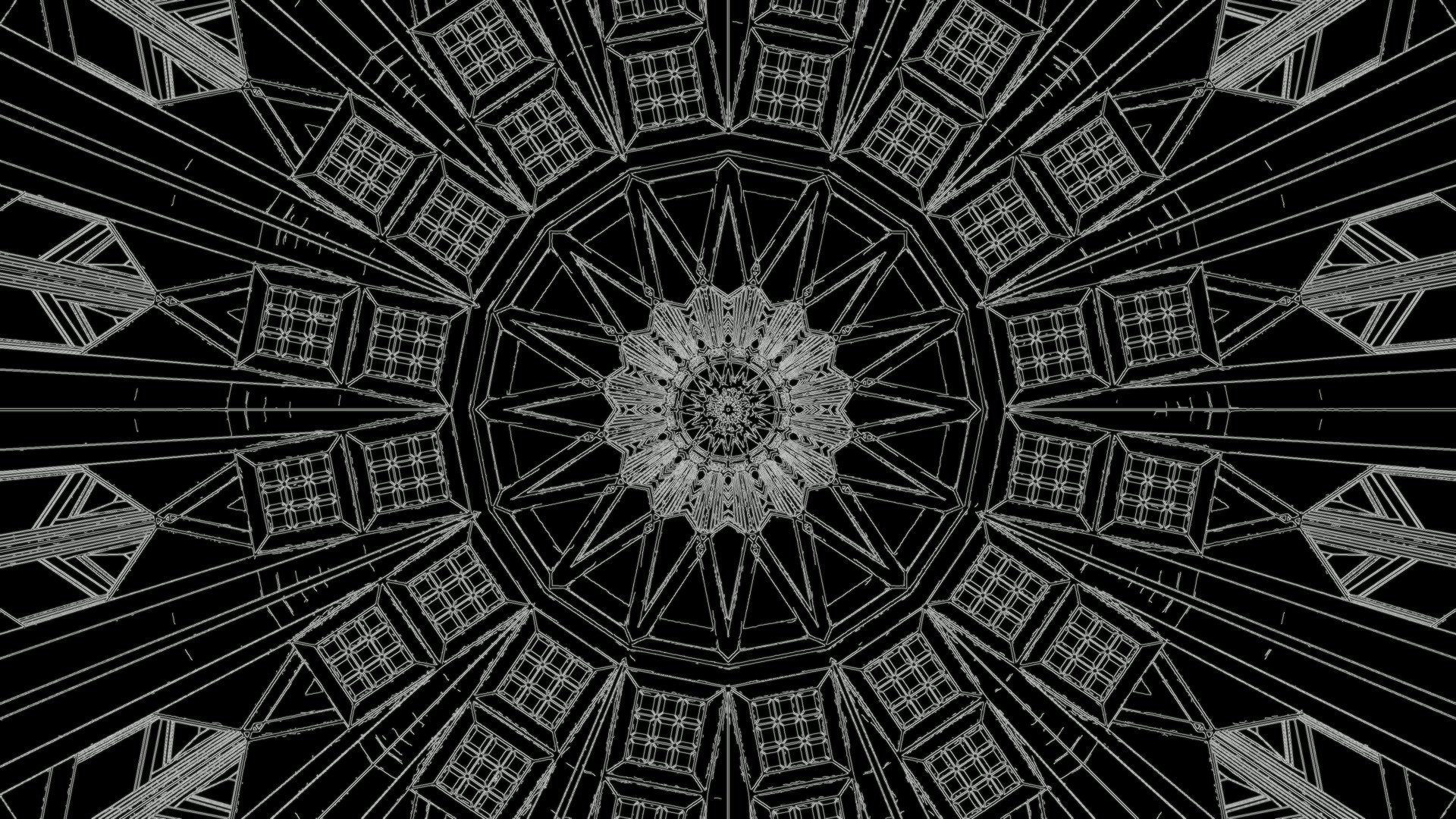 Túnel Neón Mandala Oscuro 4K UHD 60fps Salvapantallas VJ Loop