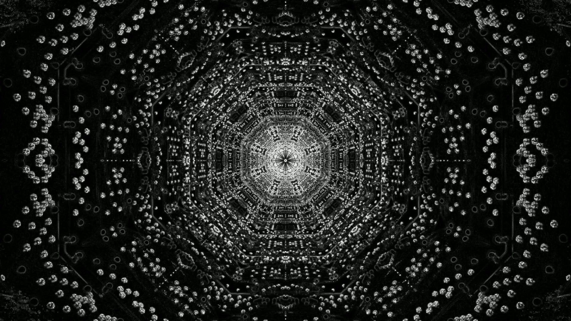 Túnel de Neón Negro Blanco Salvapantallas 4K UHD 60fps VJLoops