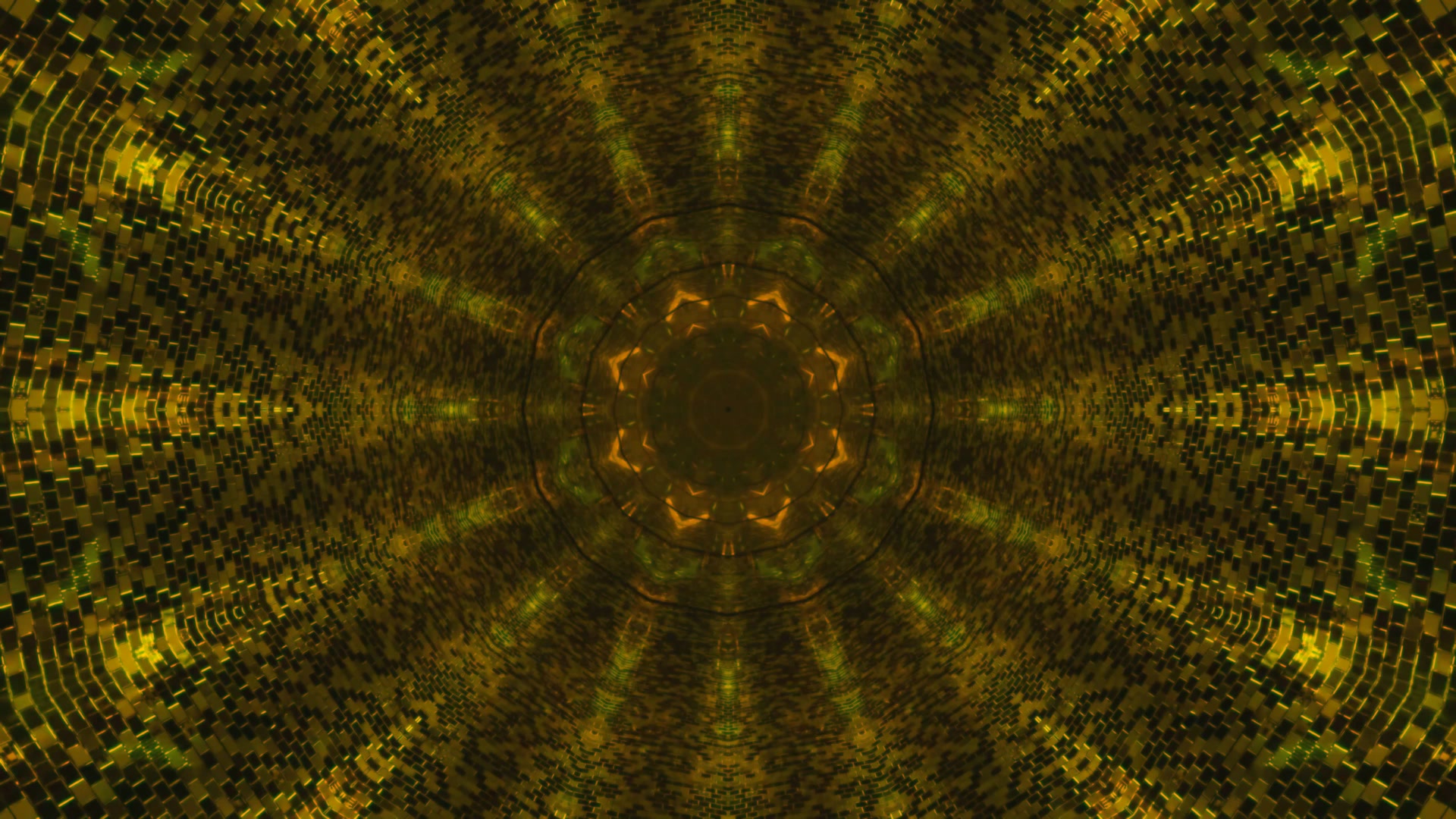 túnel de neón amarillo dorado salvapantallas 4K UHD 60fps windows 11 VJLoops geométrico