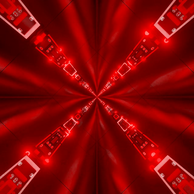 Túnel Neón Rojo X-Cruz Caleidoscopio VJLoops 1:1 Cuadrado 60fps Salvapantallas