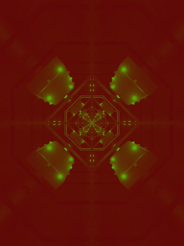 Túnel Neón Verde Octágono Vórtice VJ Loop 3:4 iPad Retrato 60fps Salvapantallas