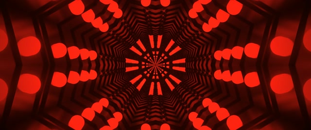 Túnel de Neón Rojo Kaleidoscopio VJ Loop 2.39:1 Cinemascope 60fps Protector de Pantalla