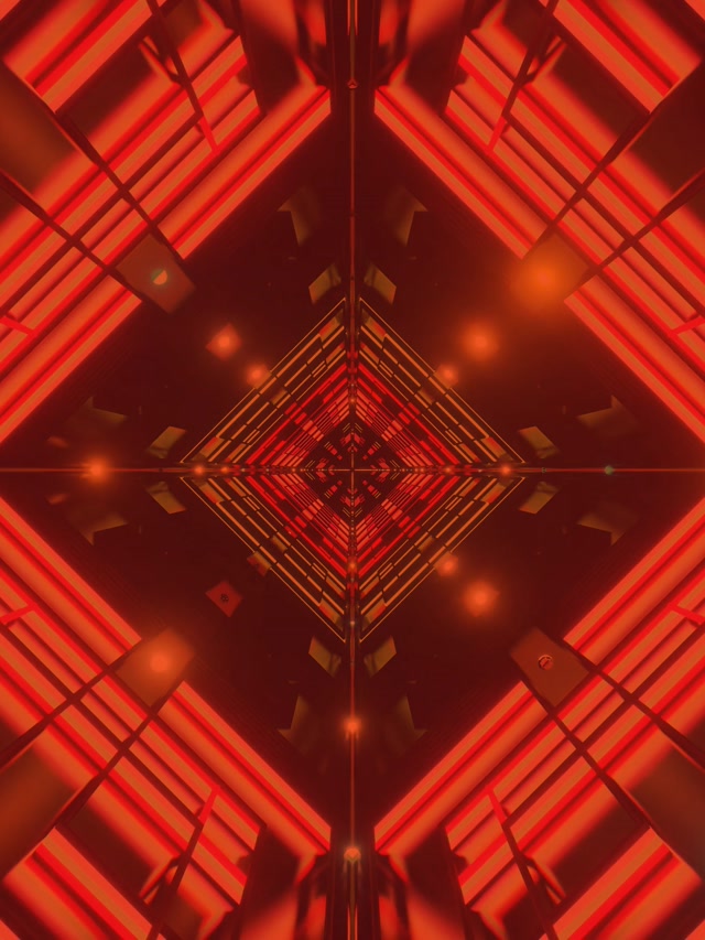 Túnel de Neón Rojo Vórtice Diamante VJ Loop 3:4 iPad Retrato 60fps Salvapantallas