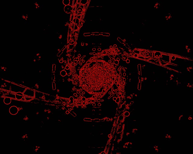 Túnel Neón Vórtice Espiral Rojo VJ Loop 60fps 5:4 Industrial Salvapantallas